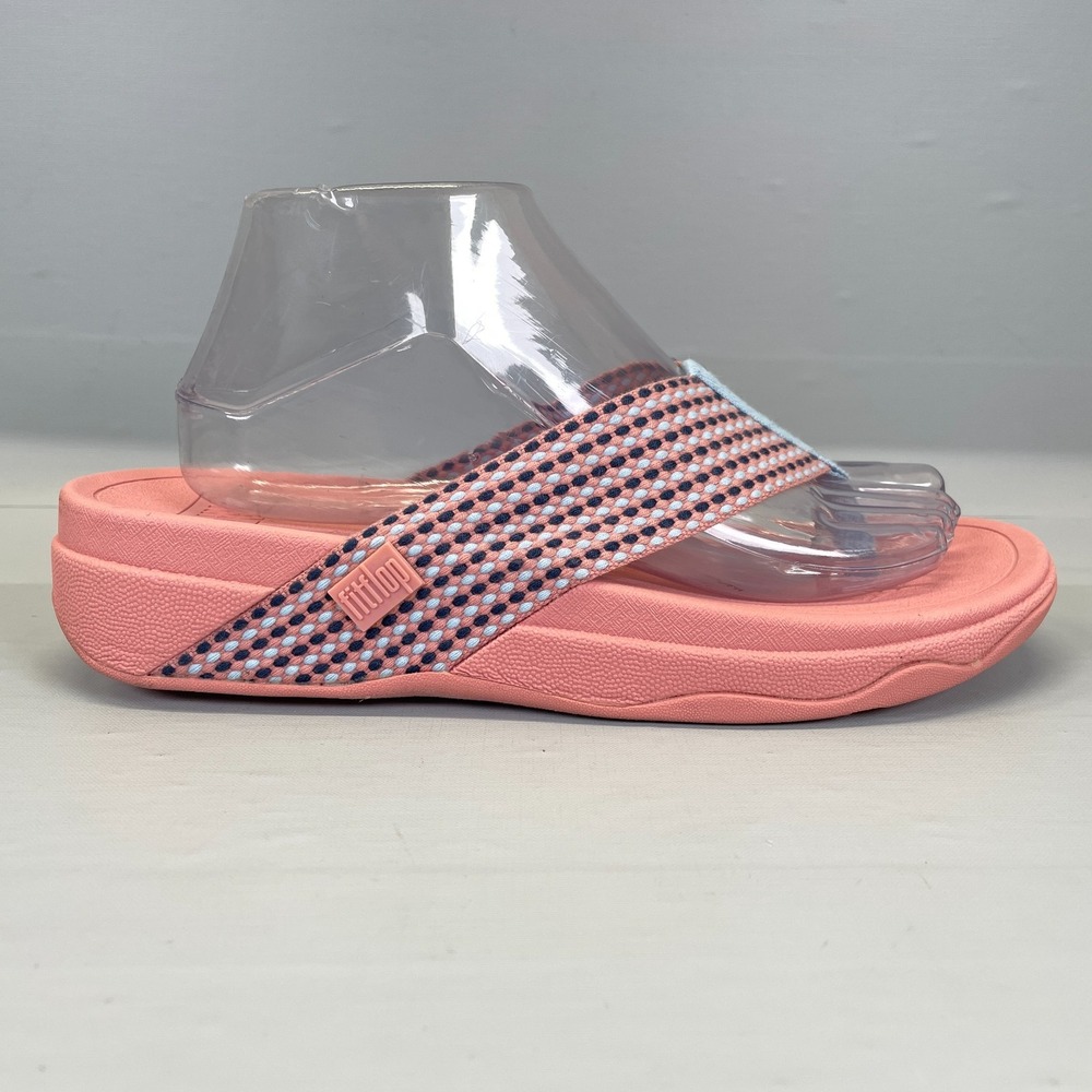 FitFlop Surfa Sandals Womens Size 9 Corralina Mix Pink Thong Slip On Wedge Shoes
